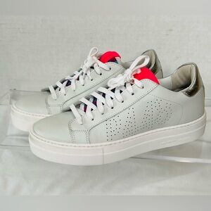 P488 Thea Dama Sneakers, Lt. Grey Leather, Silver Leather Heel Tab, Woman EU 38